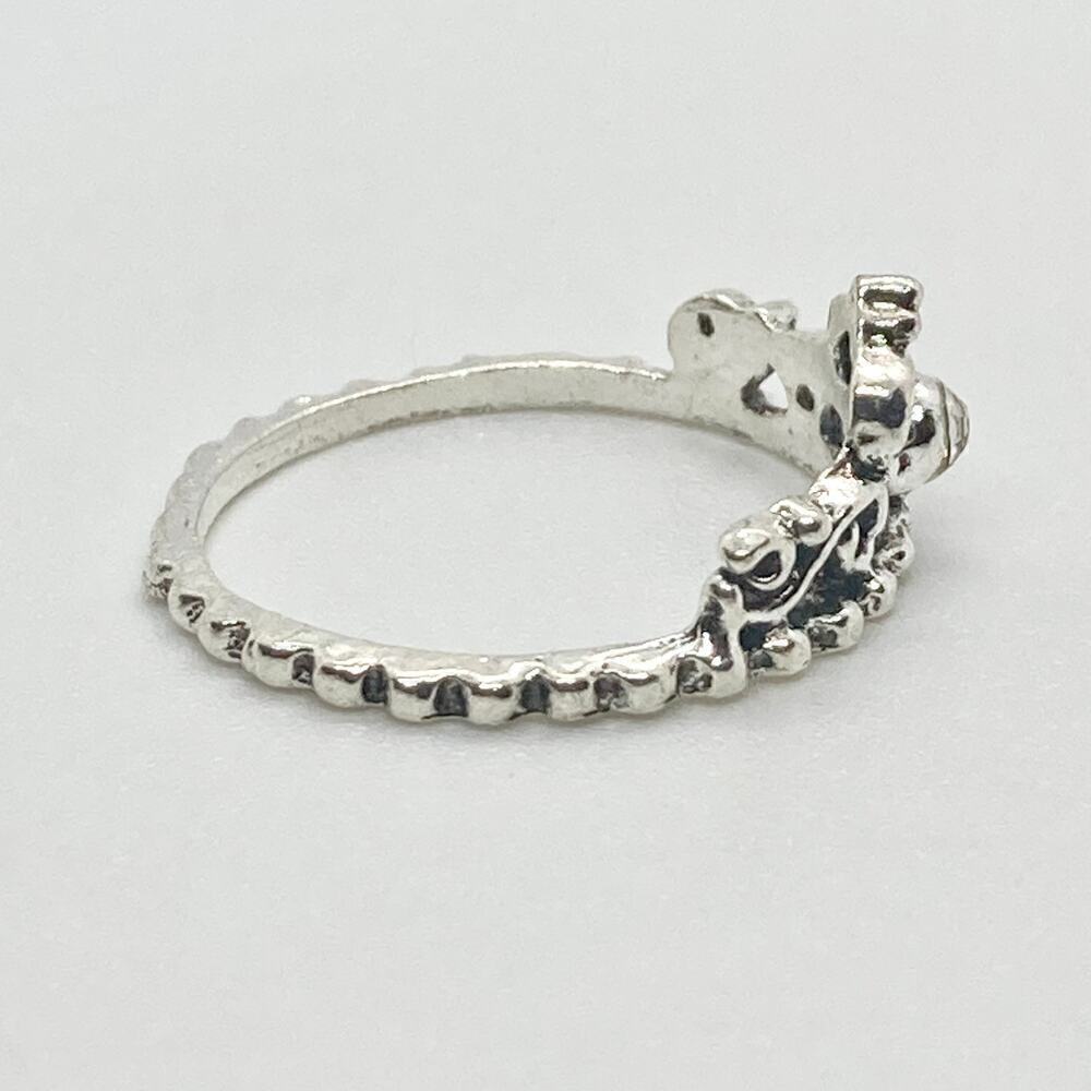Size 6.75 Silver Tone Princess Crown Ring - Picture 6 of 8